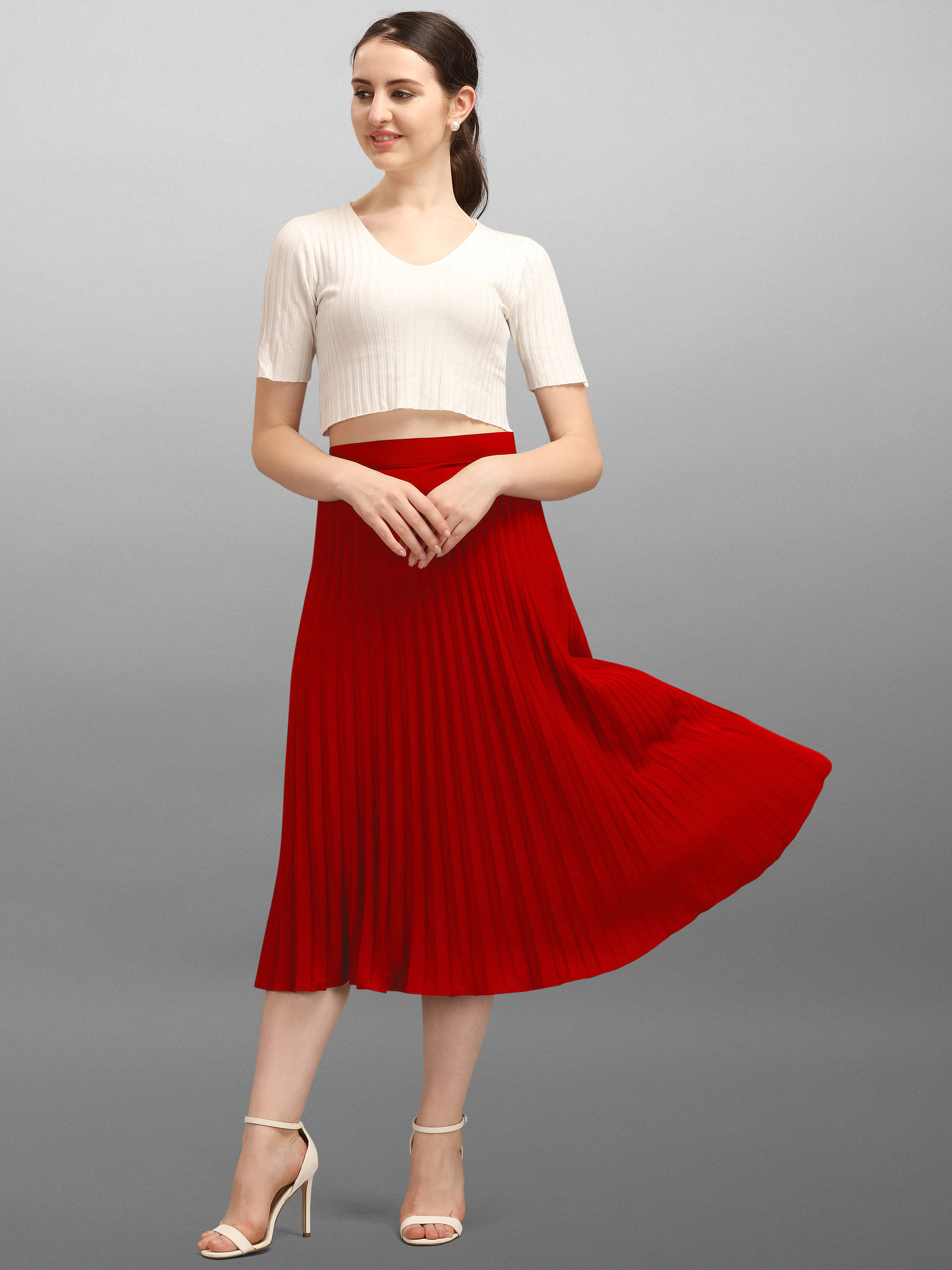 ZWERLON Red Rayon Women's Flared Skirt ( Pack of 1 ) ZWERLON Red Rayon Women's Flared Skirt ( Pack of 1 )