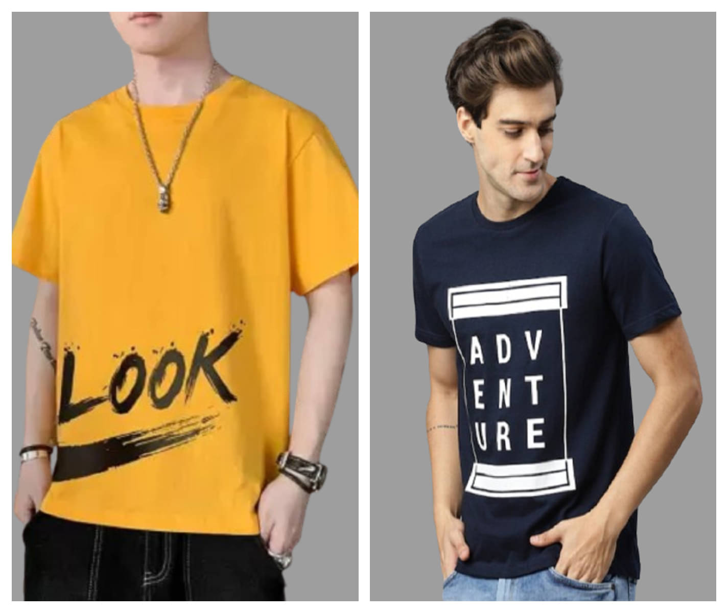     			attitude start of fashion Polyester Regular Fit Printed Half Sleeves Men's Round T-Shirt - Blue ( Pack of 2 )