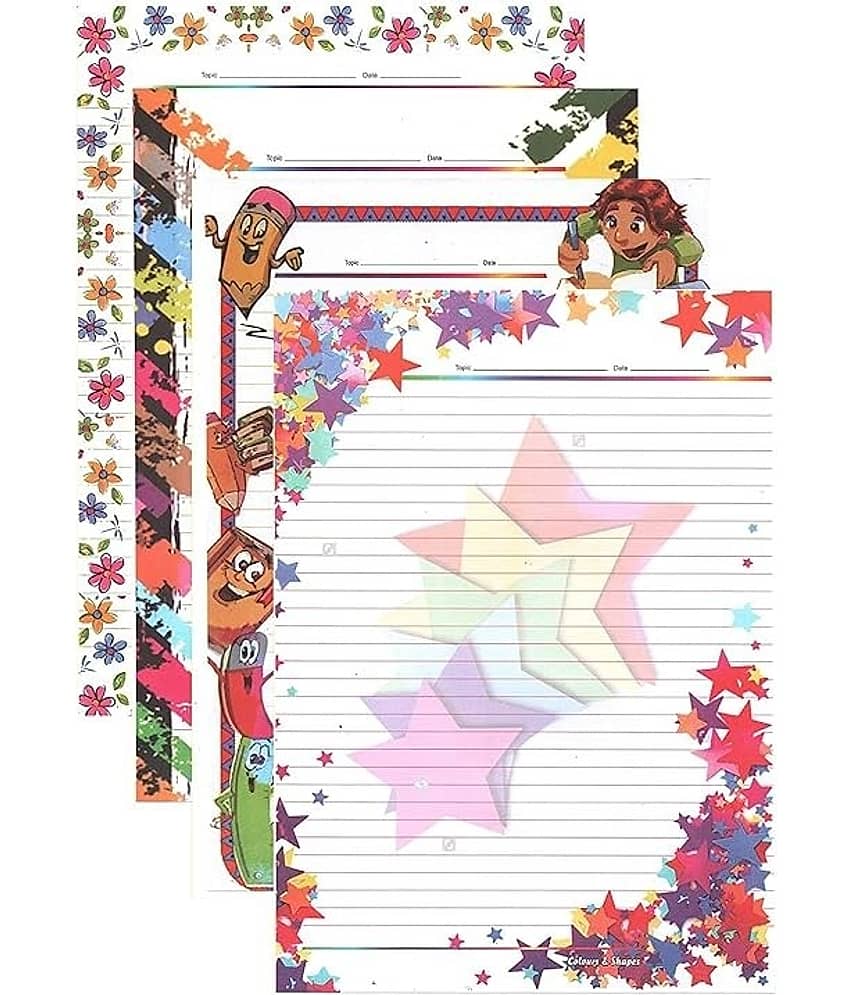 freedy A4 Designer Sheets for Project Design Print Sheets 40 Papers for Projects One Side Ruled Multipurpose Designer Colored Art & Craft Sheets - Stationery | Buy online on ZillyBuy