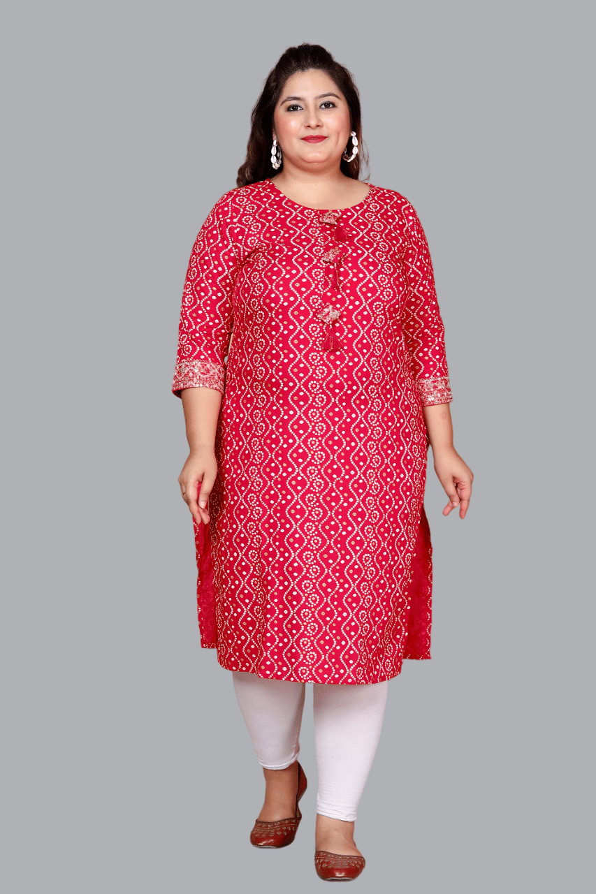     			miravan Pack of 1 Rayon Printed Straight Women's Kurti - ( Pink )