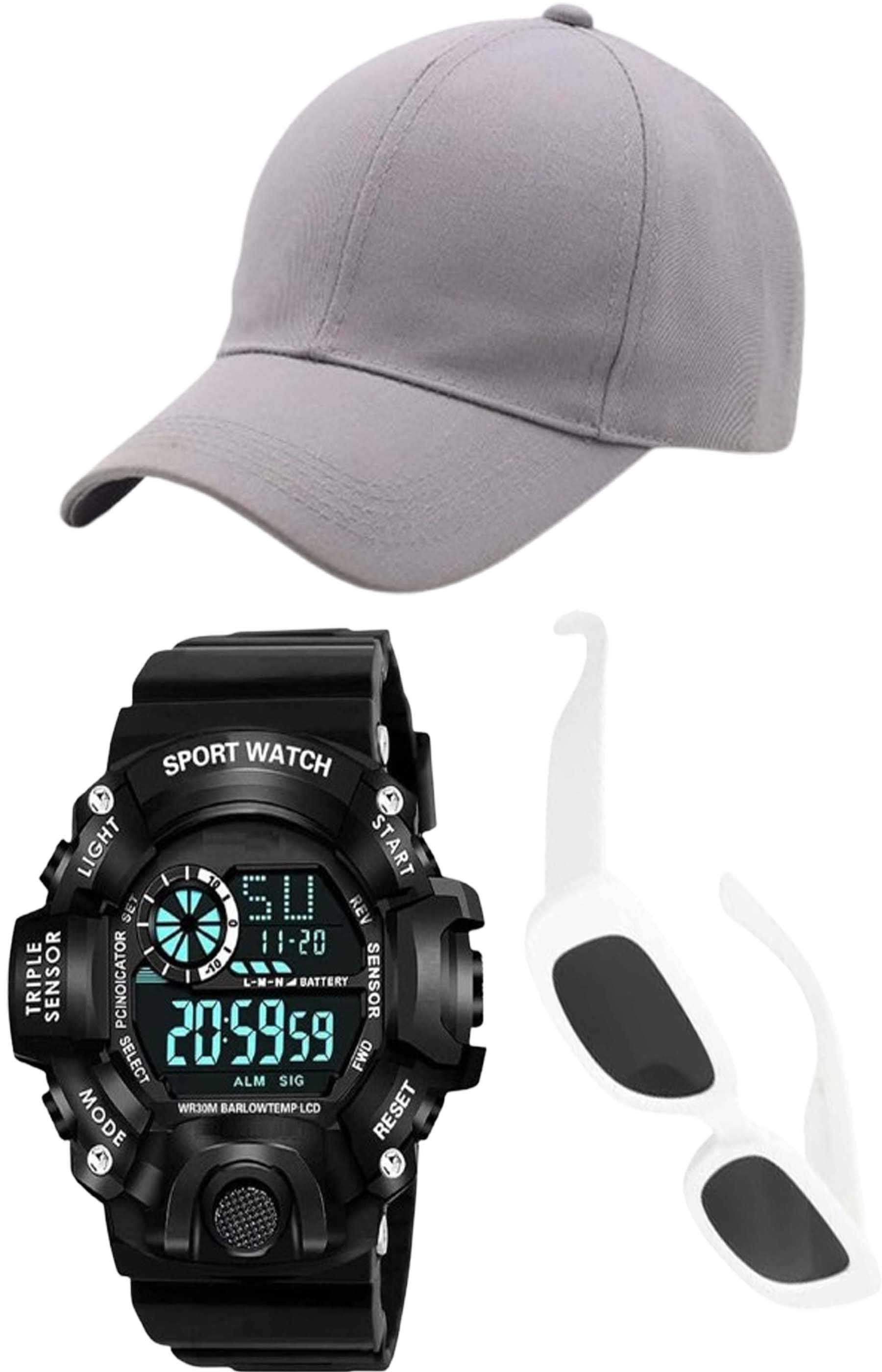     			windexa Pack of 3 Polyester Men's Cap ( Grey )