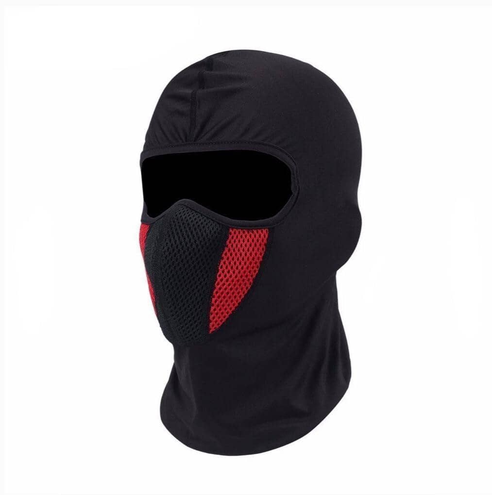 AKSMIT Black/Red Solid Cotton Bike Face Cover Free