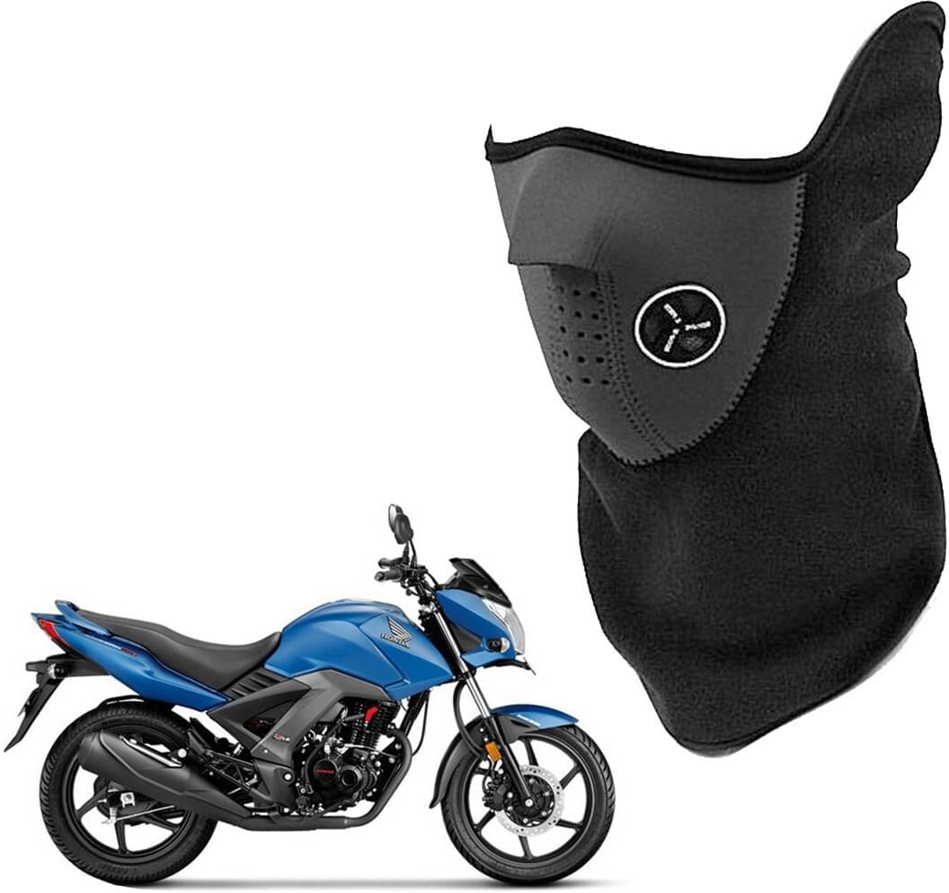     			AKSMIT Black Solid Cotton Bike Face Cover Free