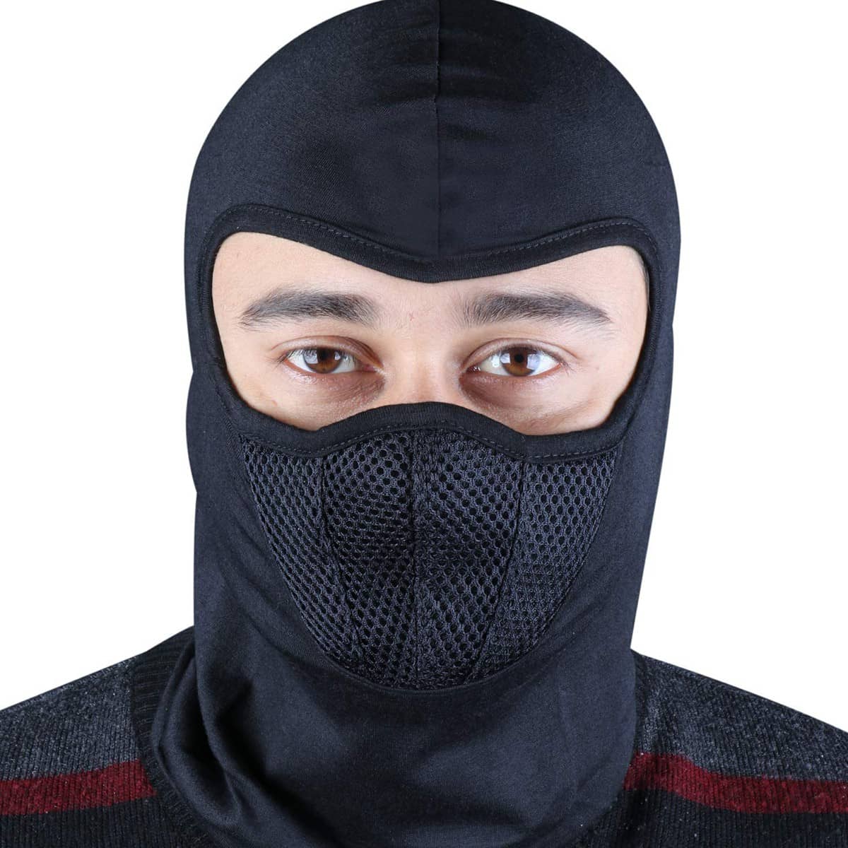 AKSMIT Black Solid Cotton Bike Face Cover M