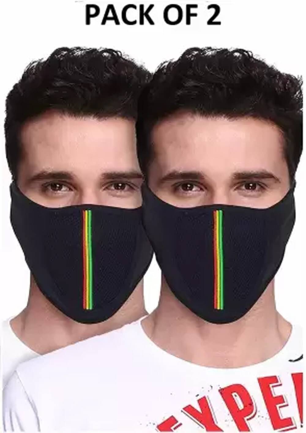     			AKSMIT Black Solid Woollen Bike Face Cover Free