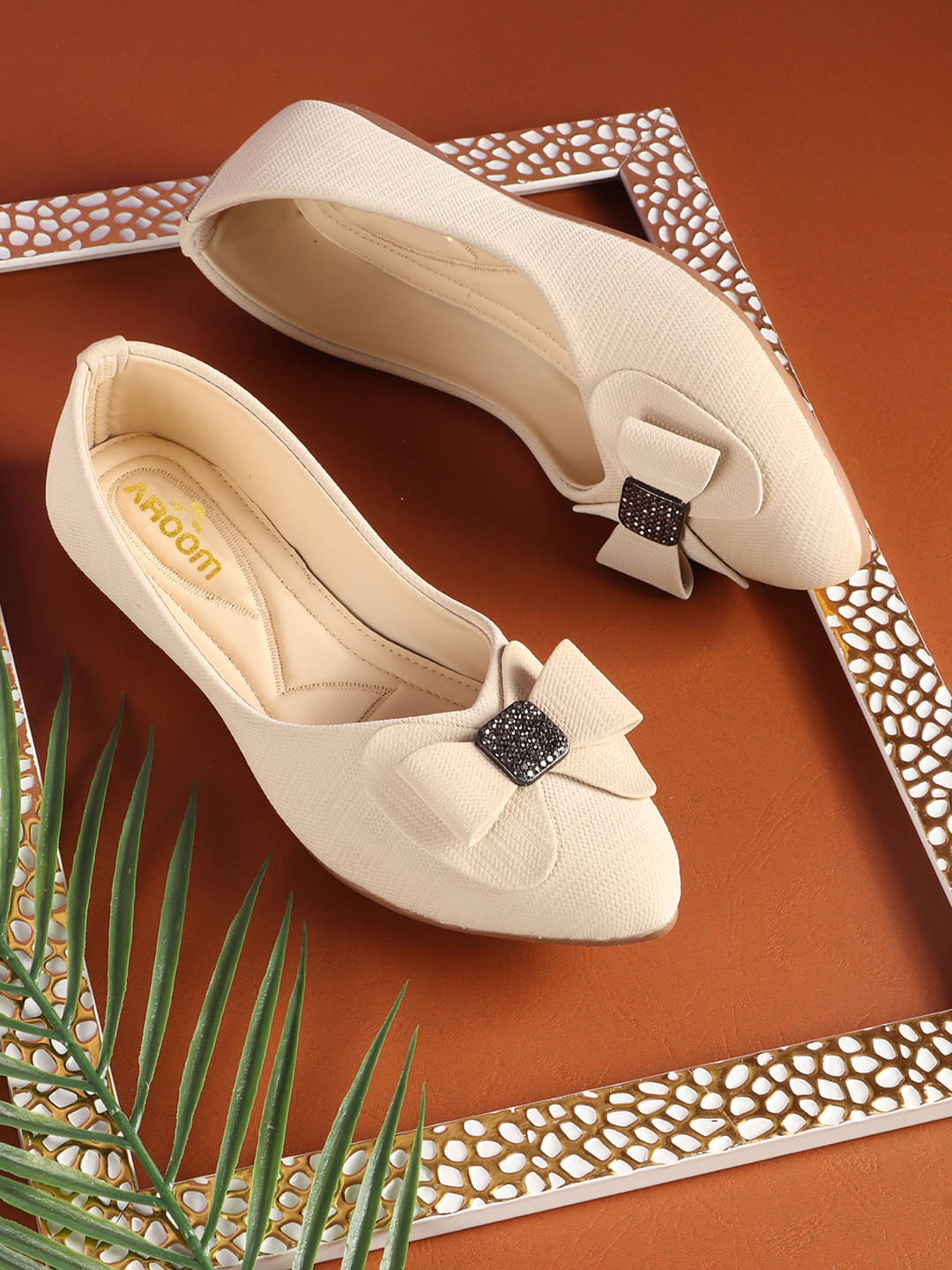     			Aroom Cream Women's Casual Ballerinas