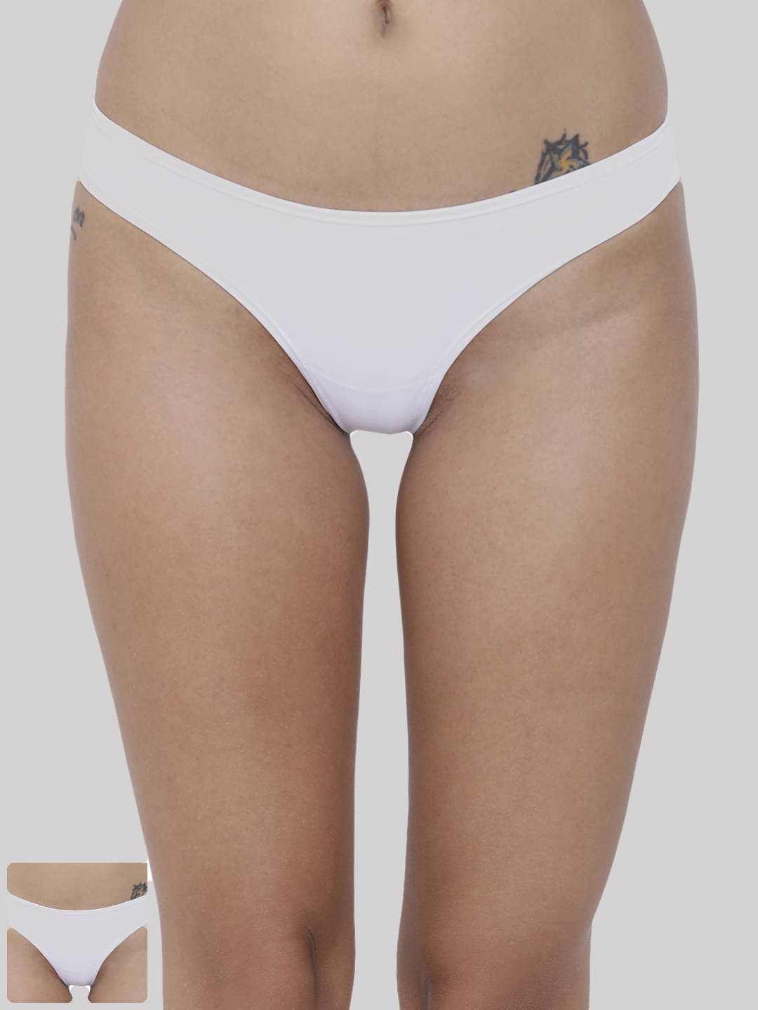 BASIICS By La Intimo Pack of 2 Polyester Thongs For Women ( White ) BASIICS By La Intimo Pack of 2 Polyester Thongs For Women ( White )