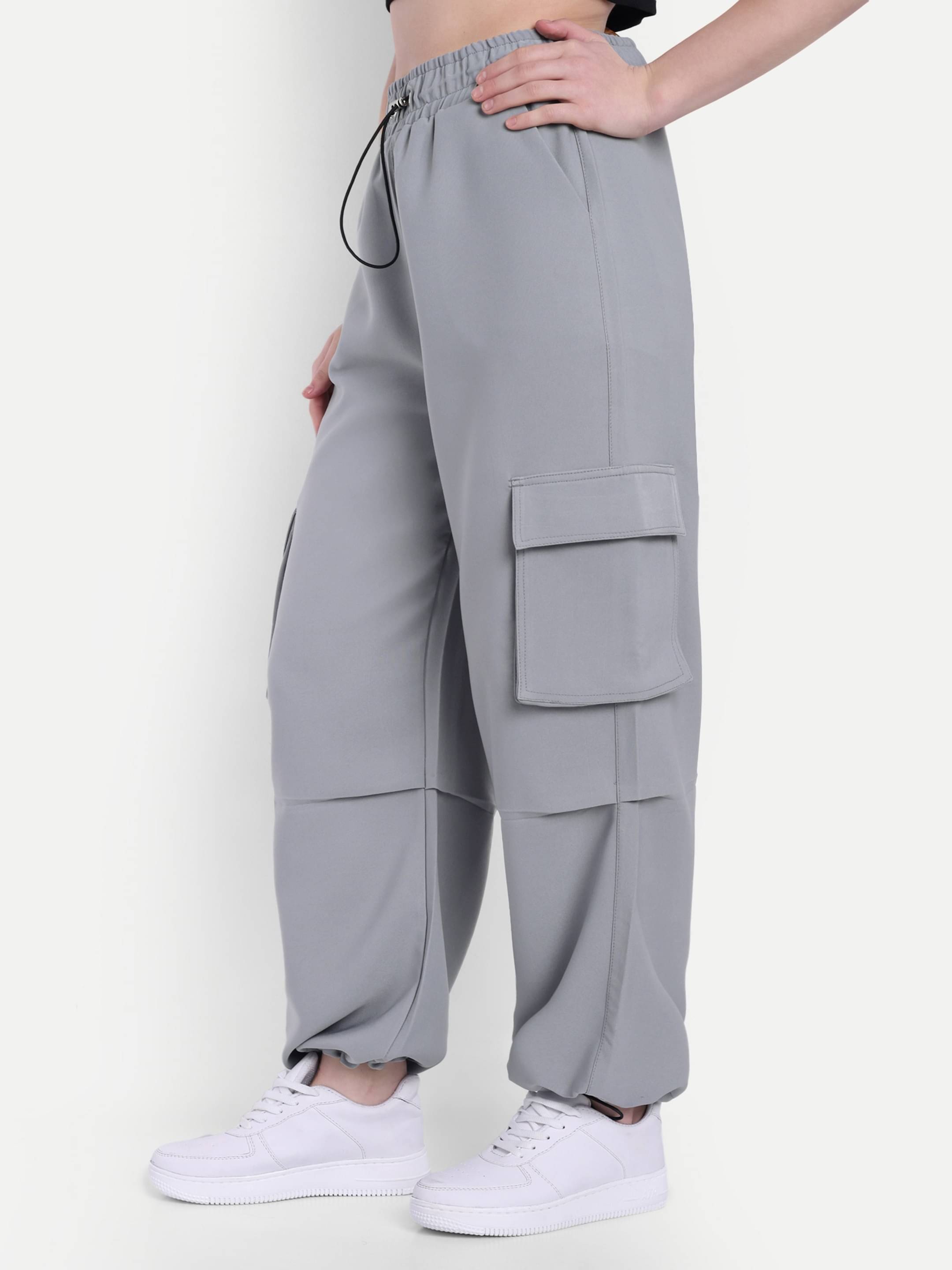     			Broadstar Pack of 1 Polyester Baggy Women's Cargo Pants ( Light Grey )