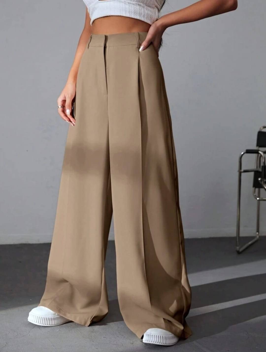     			Broadstar Pack of 1 Polyester Baggy Women's Casual Pants ( Beige )