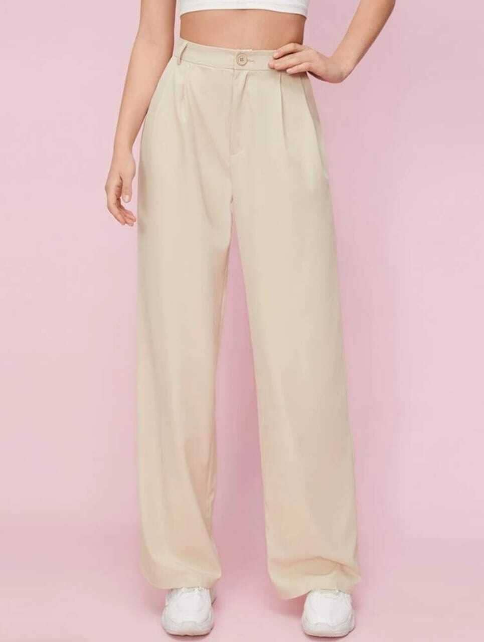 Broadstar Pack of 1 Polyester Baggy Women's Casual Pants ( Beige ) - Trousers | Buy online on ZillyBuy