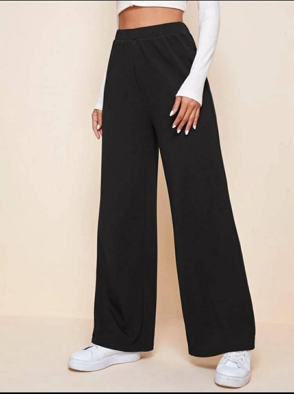     			Broadstar Pack of 1 Polyester Wide Leg Women's Casual Pants ( Black )