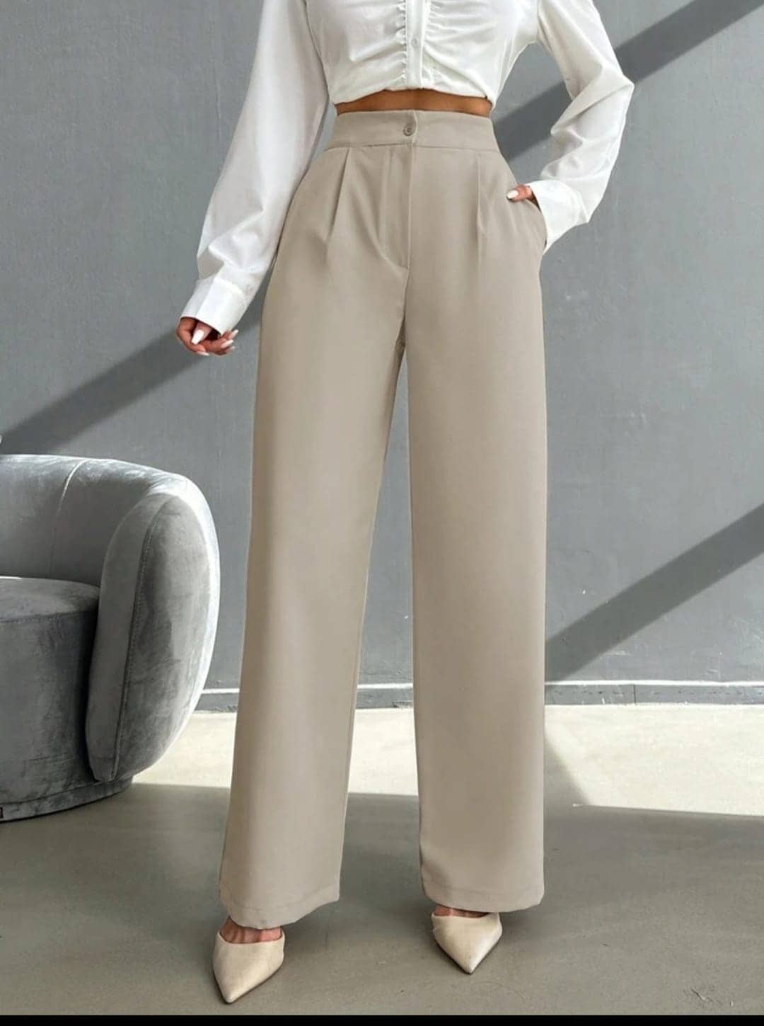 Broadstar Pack of 1 Polyester Straight Women's Casual Pants ( Beige ) - Trousers | Buy online on ZillyBuy