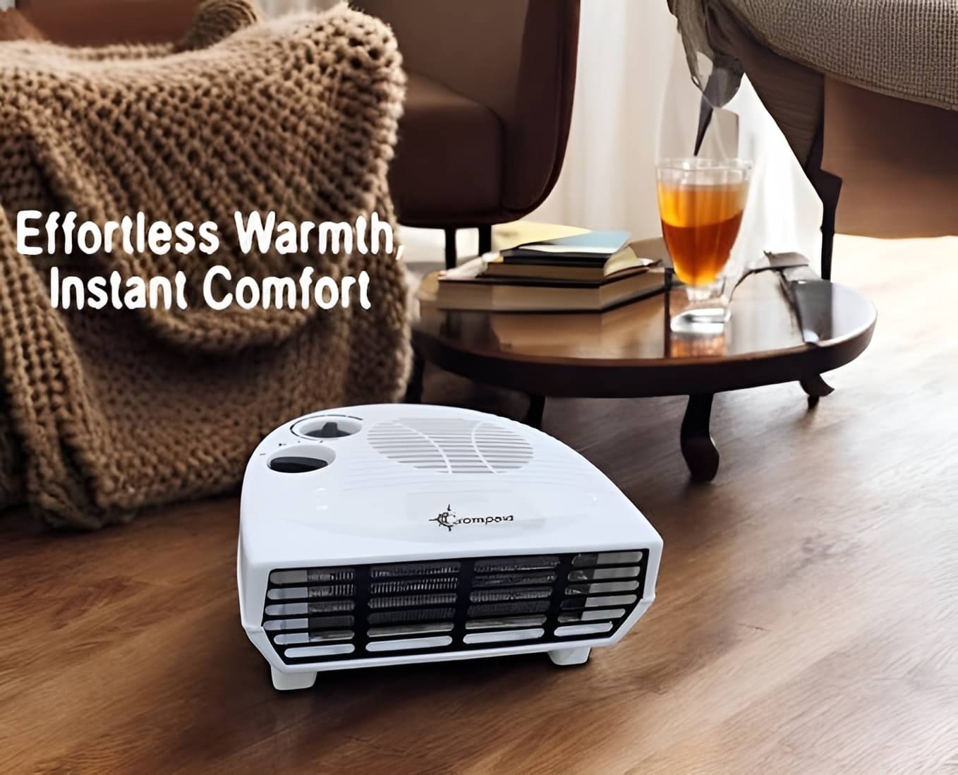     			Crompass Quick Heating White Room Heater