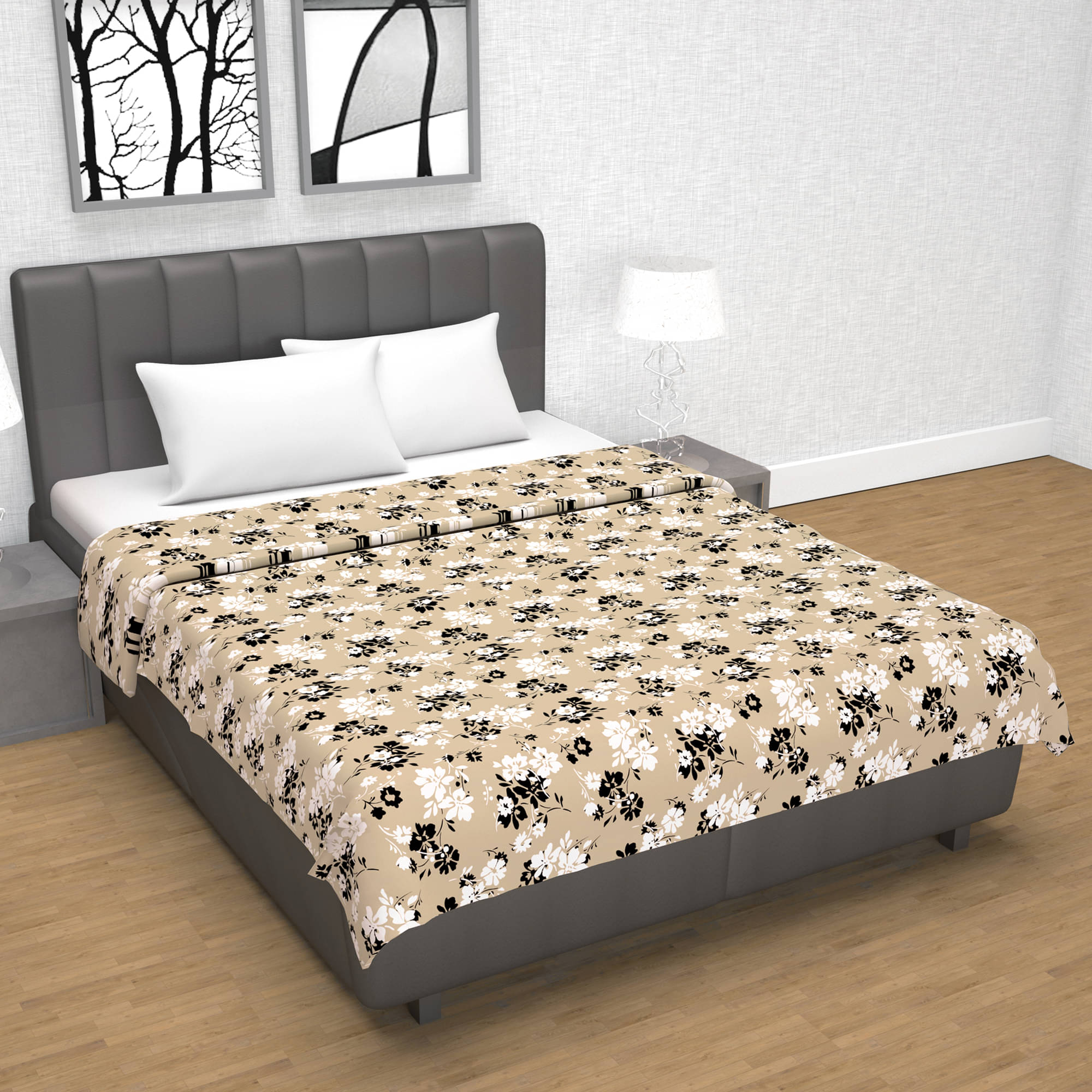 DIVINE CASA Cotton Floral Printed Double Bed Blanket ( 220 cm x 205 cm ) - White ( Pack of 1 ) DIVINE CASA Cotton Floral Printed Double Bed Blanket ( 220 cm x 205 cm ) - White ( Pack of 1 )