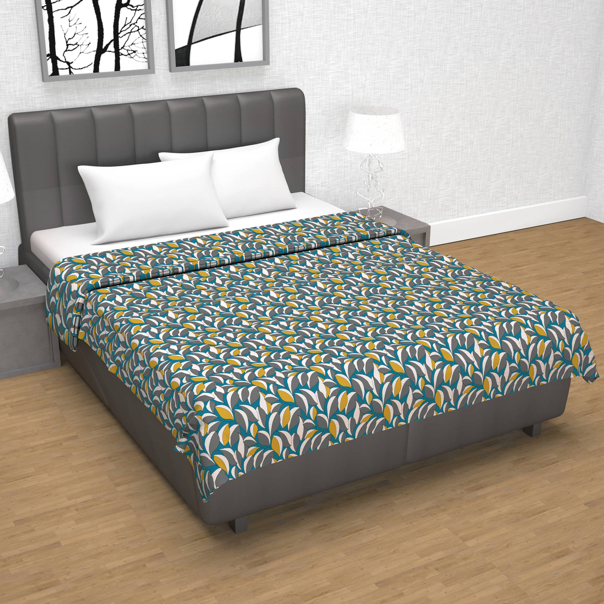     			DIVINE CASA Cotton Floral Printed Double Bed Blanket ( 220 cm x 205 cm ) - Brown ( Pack of 1 )