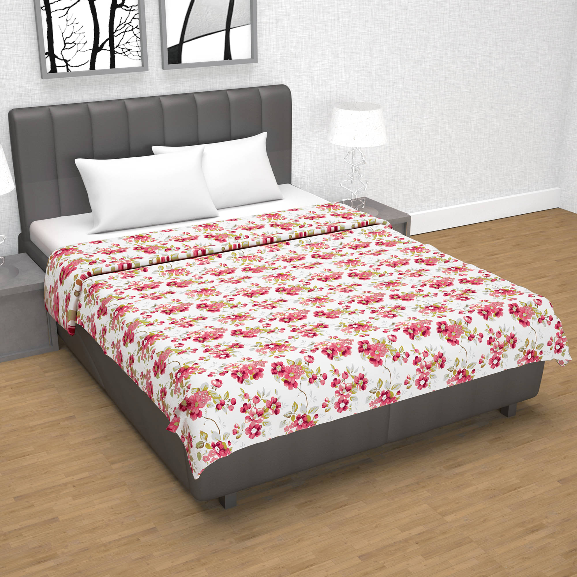 DIVINE CASA Cotton Floral Printed Double Bed Blanket ( 220 cm x 205 cm ) - Pink ( Pack of 1 )     			DIVINE CASA Cotton Floral Printed Double Bed Blanket ( 220 cm x 205 cm ) - Pink ( Pack of 1 )