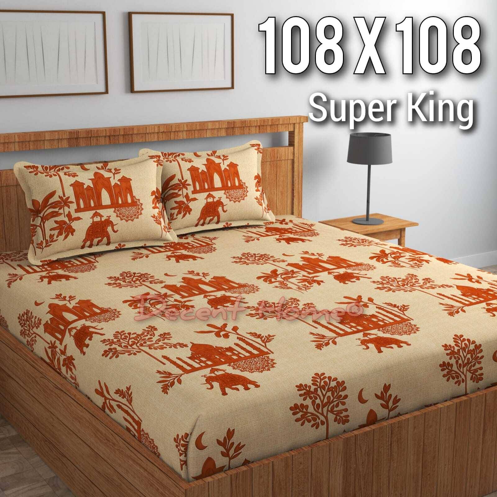 Decent Home Cotton 1 Double King Bedsheet with 2 Pillow Covers ( Orange ) Decent Home Cotton 1 Double King Bedsheet with 2 Pillow Covers ( Orange )