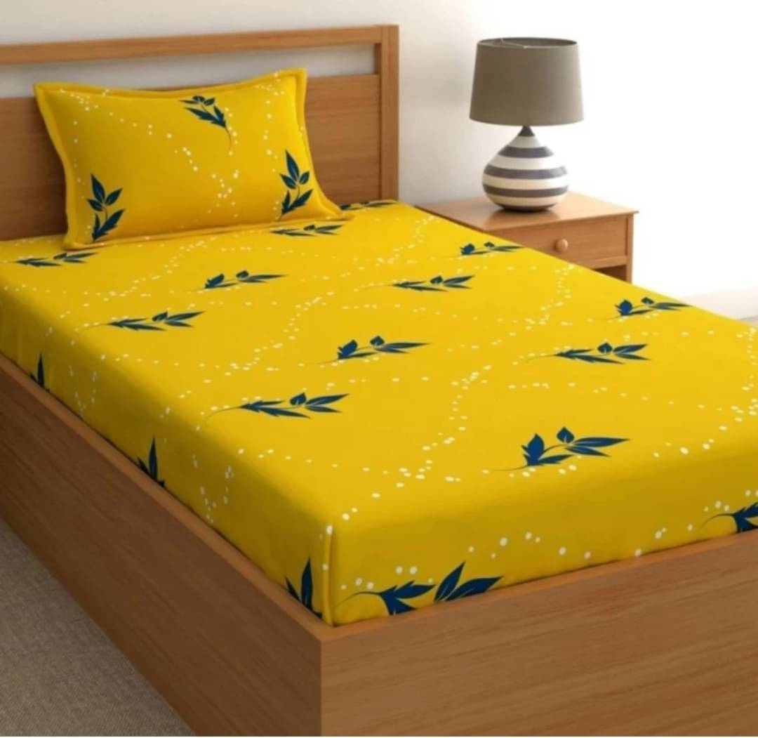     			Decent Home Cotton Abstract Printed Fitted ( Single Bed ) - Gold