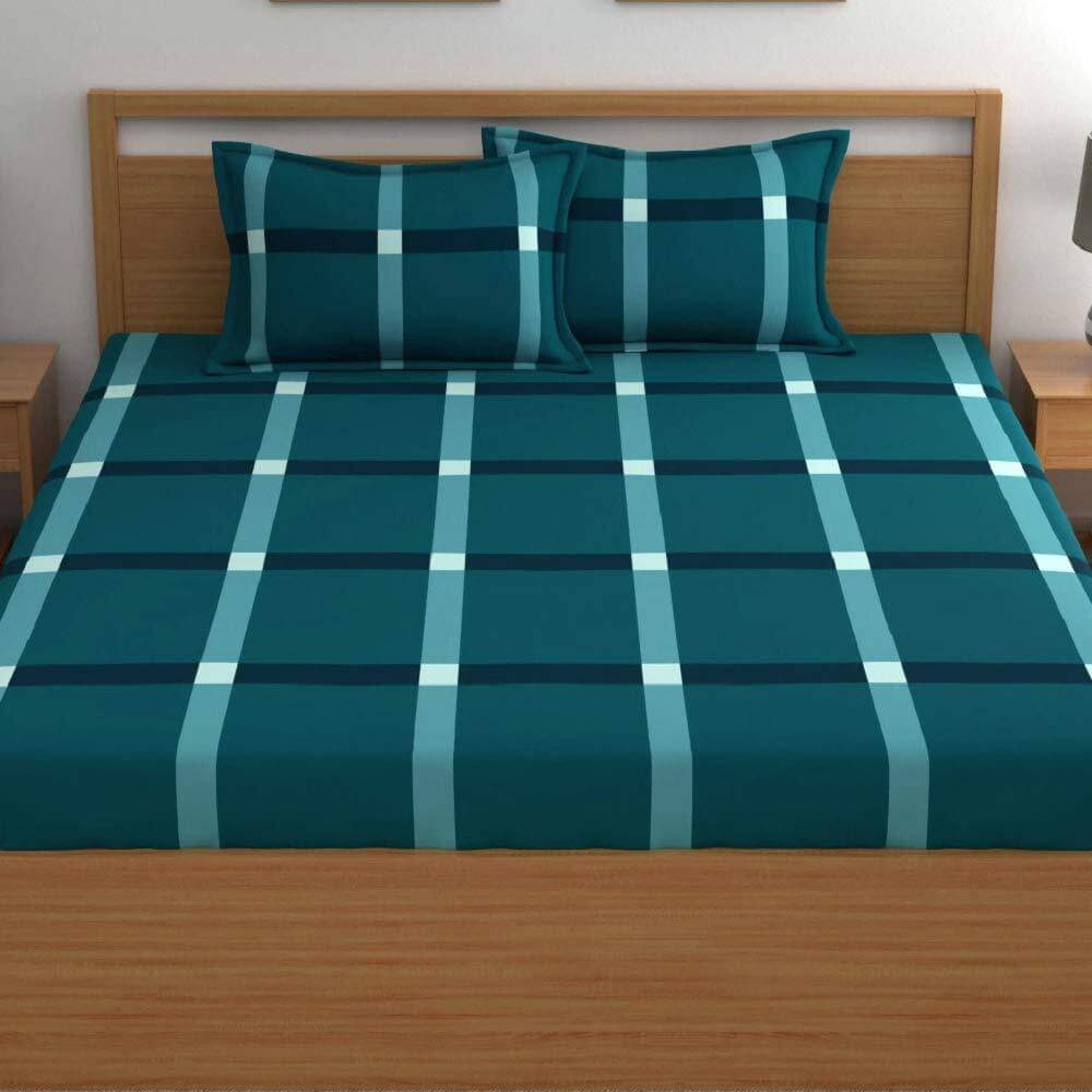     			Decent Home Cotton Abstract Printed Fitted ( Double Bed ) - Green