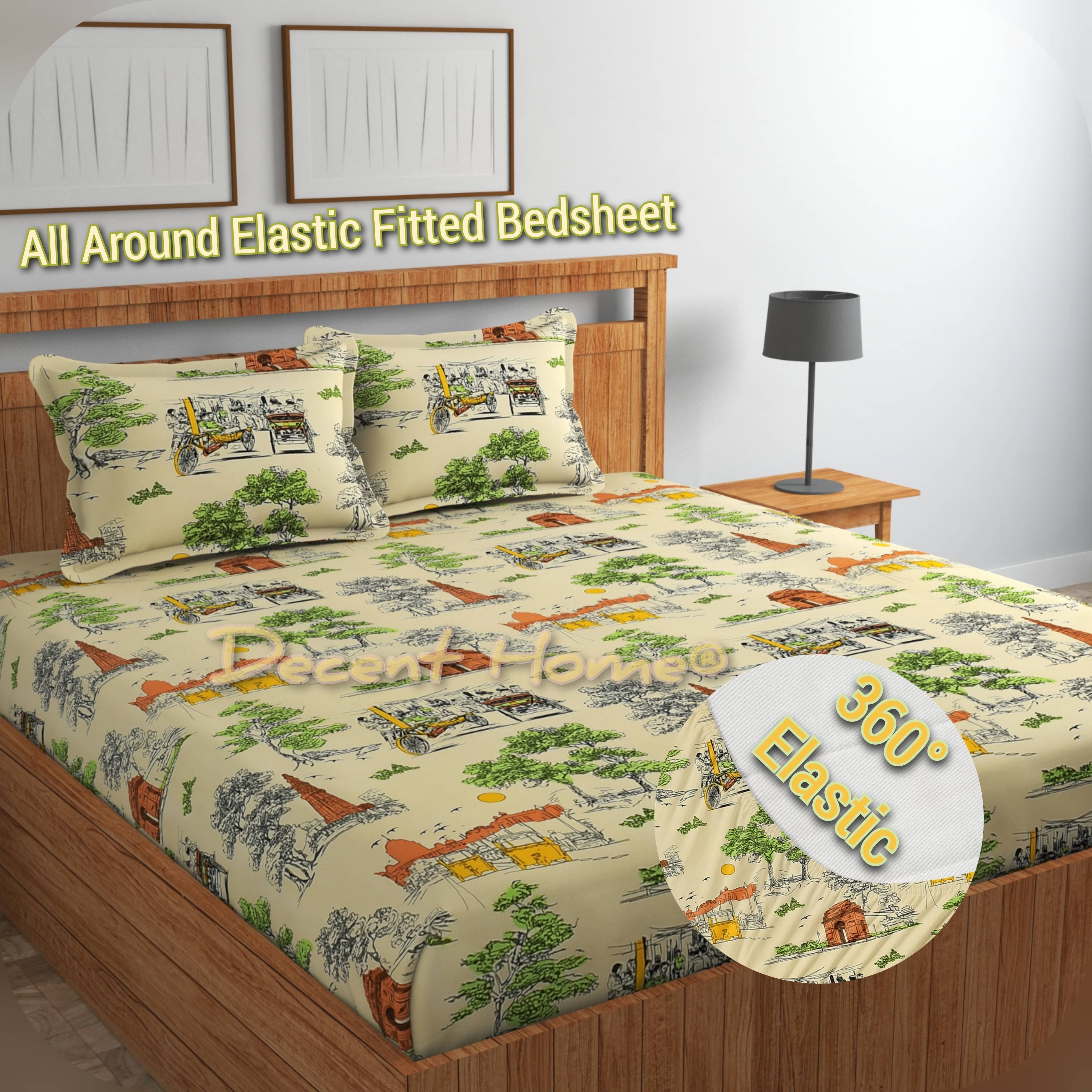     			Decent Home Cotton Abstract Printed Fitted ( Double Bed ) - Multi