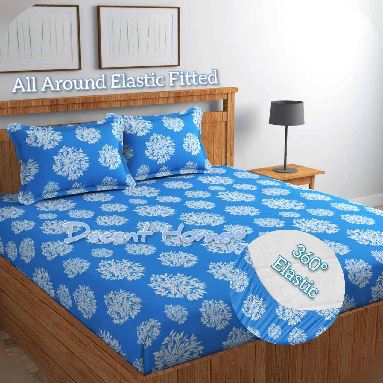     			Decent Home Cotton Abstract Printed Fitted ( Double Bed ) - Blue