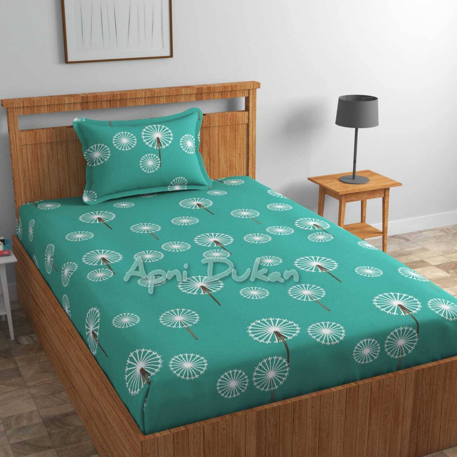     			Decent Home Cotton Abstract Printed Fitted ( Single Bed ) - Blue