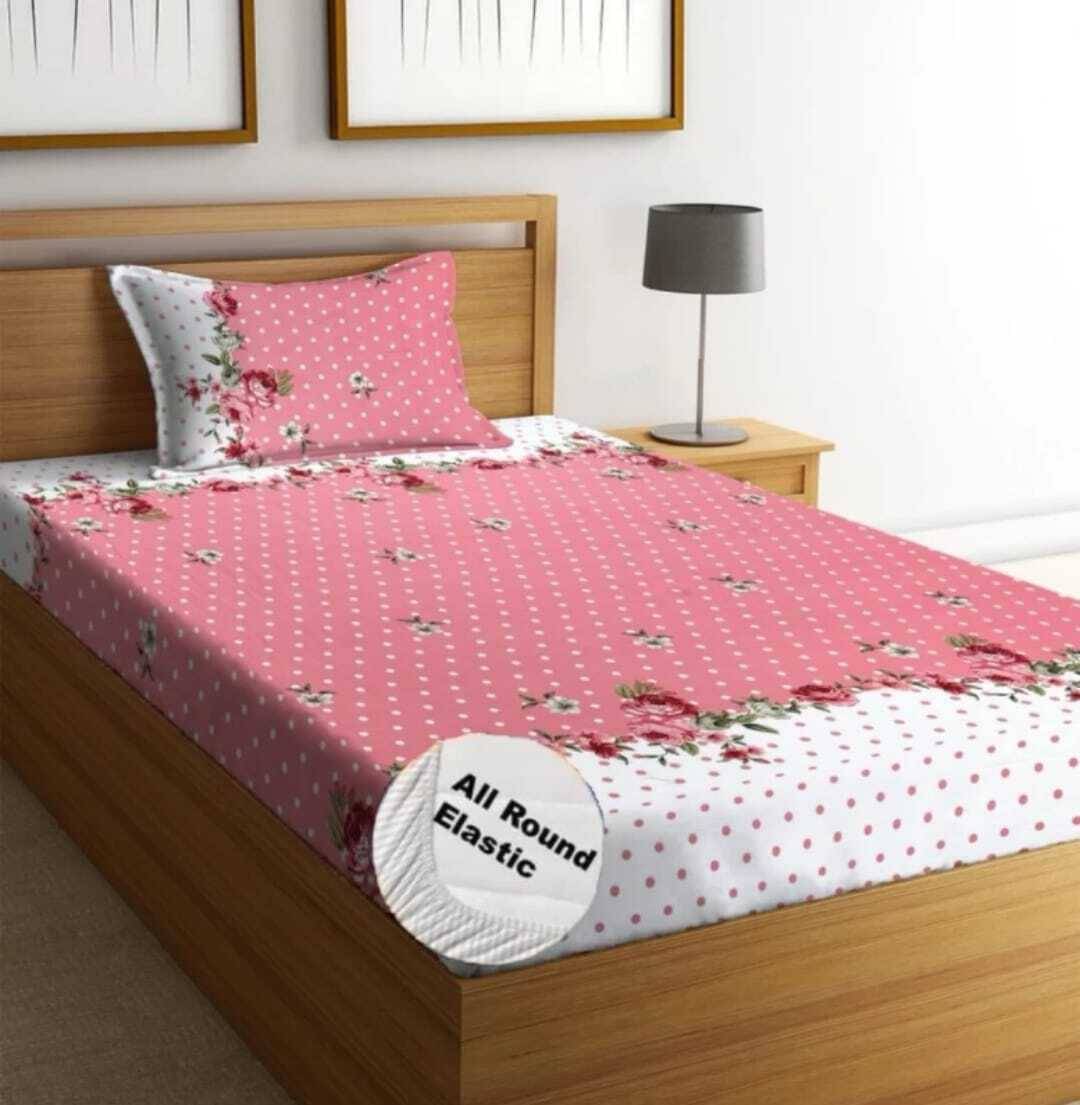     			Decent Home Cotton Abstract Printed Fitted ( Single Bed ) - Pink