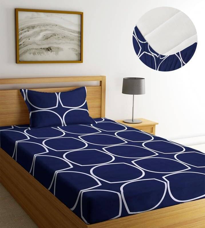     			Decent Home Cotton Abstract Printed Fitted ( Single Bed ) - Blue