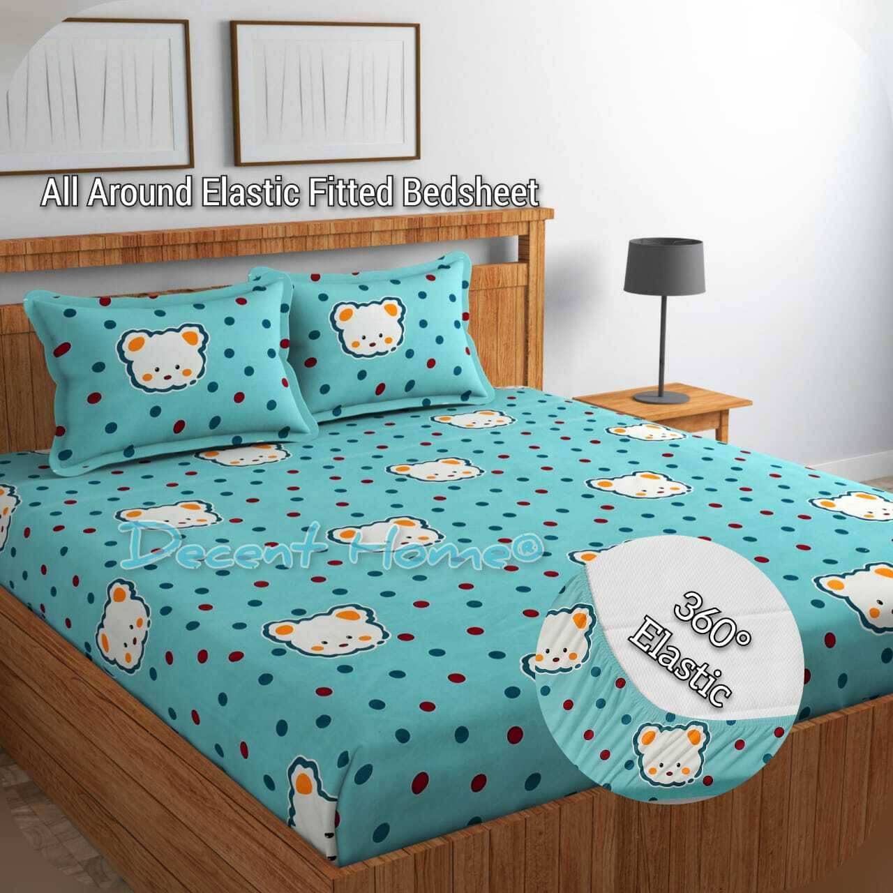     			Decent Home Cotton Abstract Printed Fitted ( Double Bed ) - Blue
