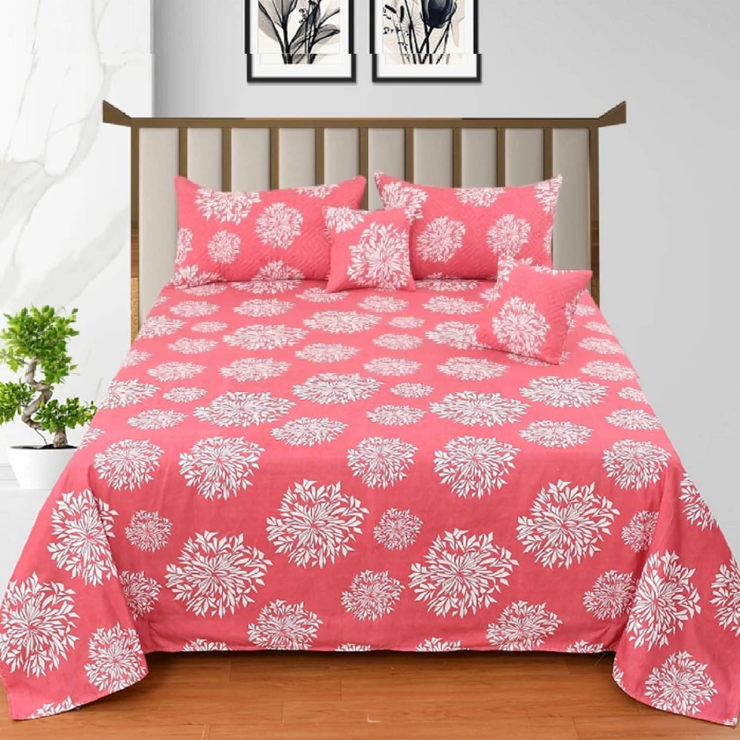     			Decent Home Microfiber 1 Double Queen Bedsheet with 2 Pillow Covers ( Pink )