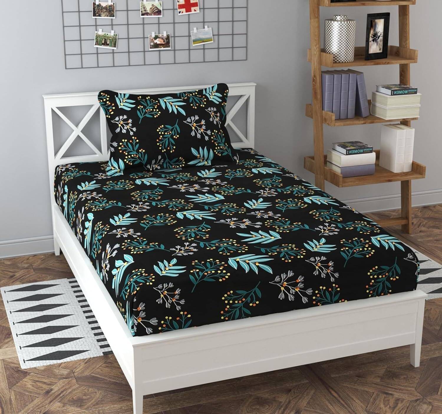 Decent Home Poly Cotton 1 Single Bedsheet with 2 Pillow Covers ( Black ) Decent Home Poly Cotton 1 Single Bedsheet with 2 Pillow Covers ( Black )