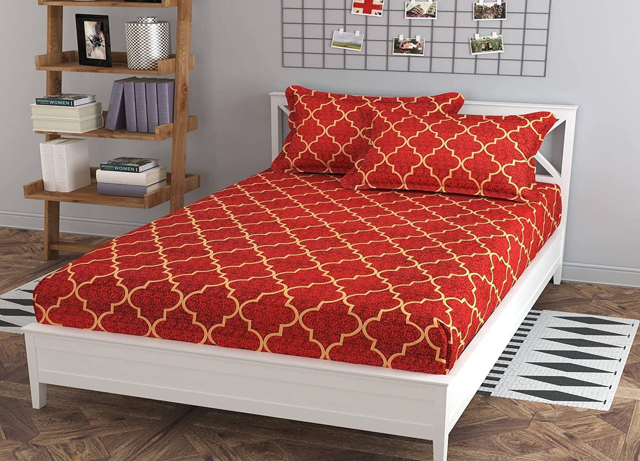     			Decent Home Poly Cotton 1 Double Bedsheet with 2 Pillow Covers ( Maroon )