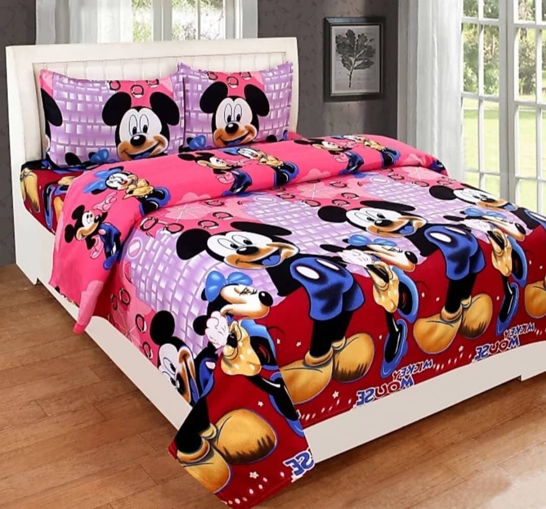 Decent Home Poly Cotton 1 Double Bedsheet with 2 Pillow Covers ( Multicolor )