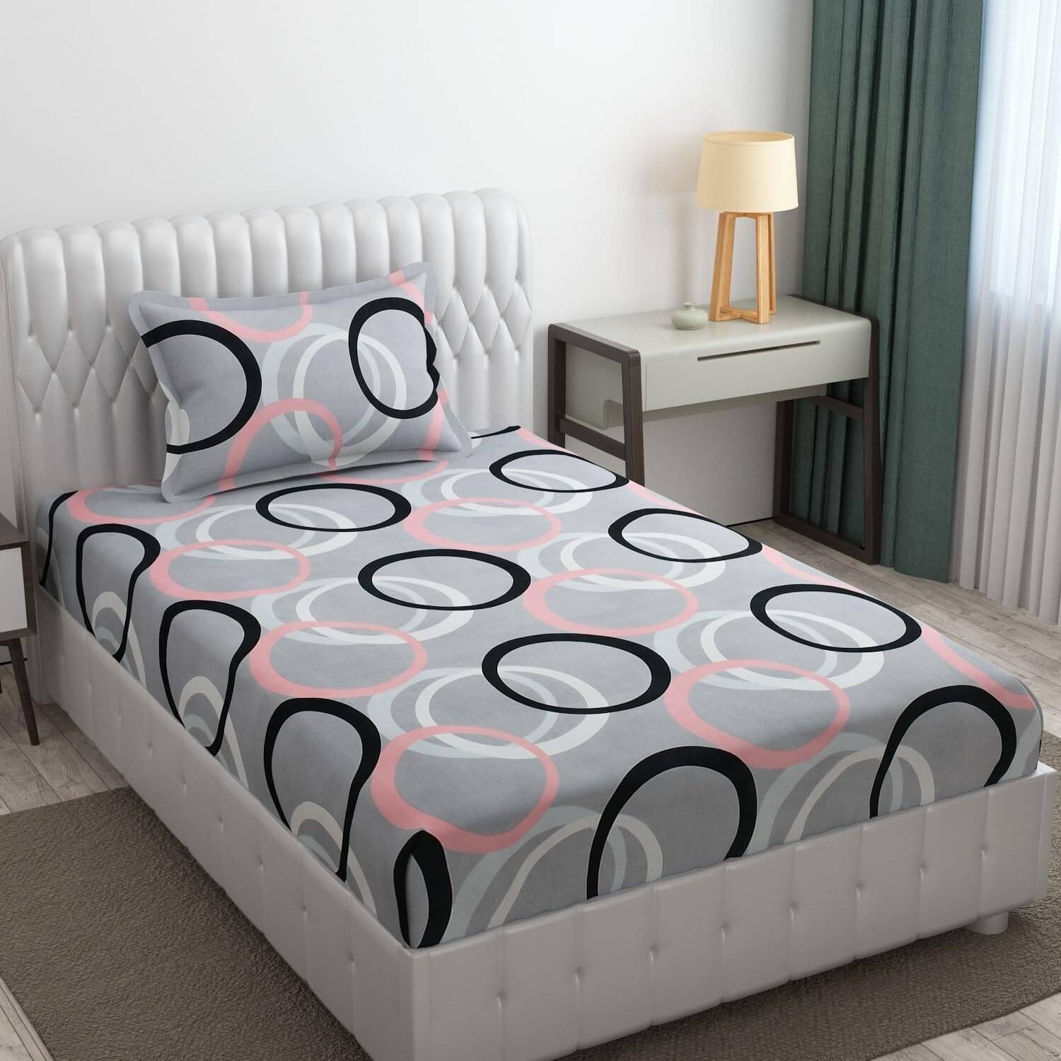 Decent Home Poly Cotton 1 Single Bedsheet with 2 Pillow Covers ( Grey ) Decent Home Poly Cotton 1 Single Bedsheet with 2 Pillow Covers ( Grey )