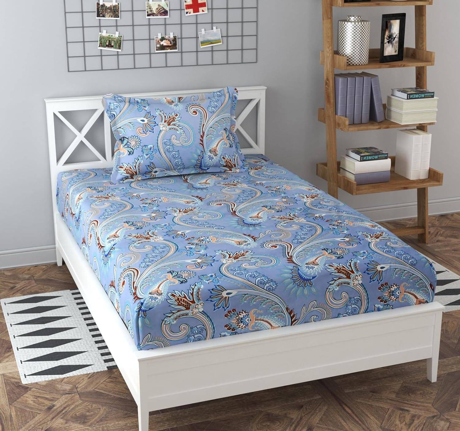 Decent Home Poly Cotton 1 Single Bedsheet with 2 Pillow Covers ( Blue )     			Decent Home Poly Cotton 1 Single Bedsheet with 2 Pillow Covers ( Blue )