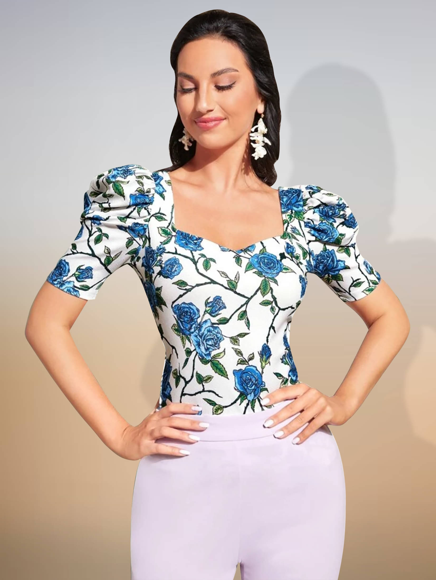 Dream Beauty Fashion Women's Polyester Regular Top ( Blue ) Dream Beauty Fashion Women's Polyester Regular Top ( Blue )