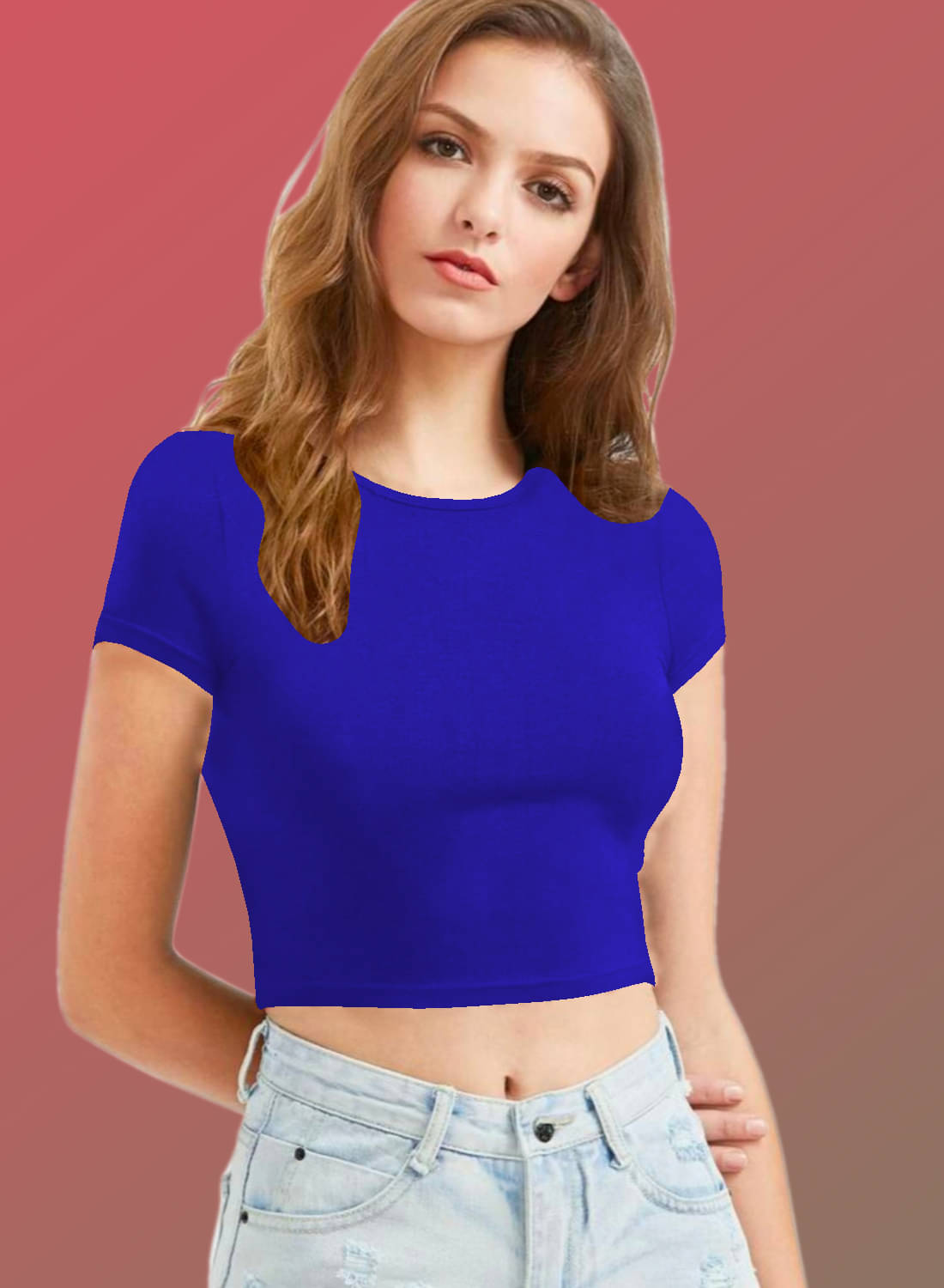 Dream Beauty Fashion Women's Polyester Crop Top ( Blue ) Dream Beauty Fashion Women's Polyester Crop Top ( Blue )