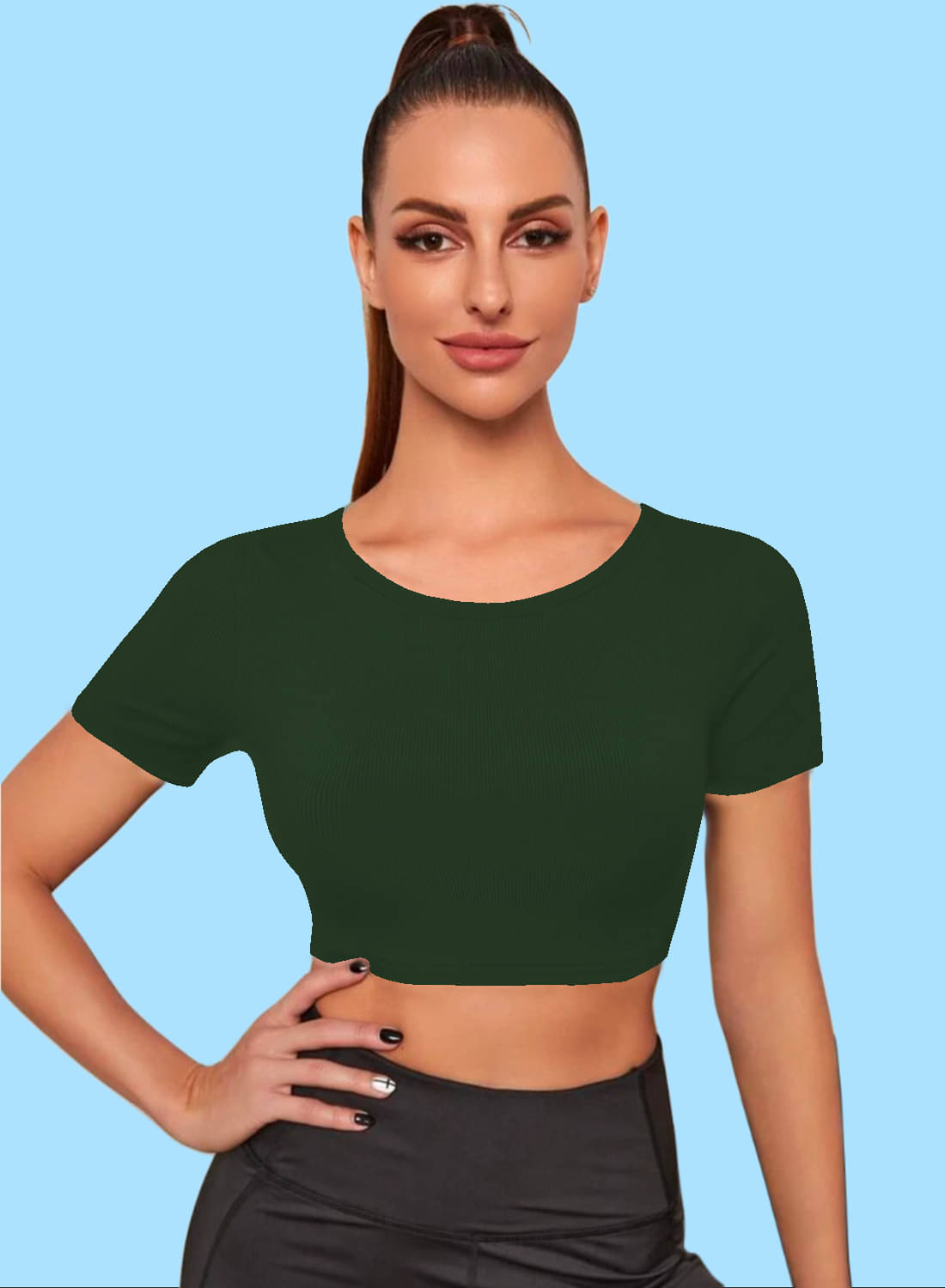     			Dream Beauty Fashion Women's Polyester Crop Top ( Green )