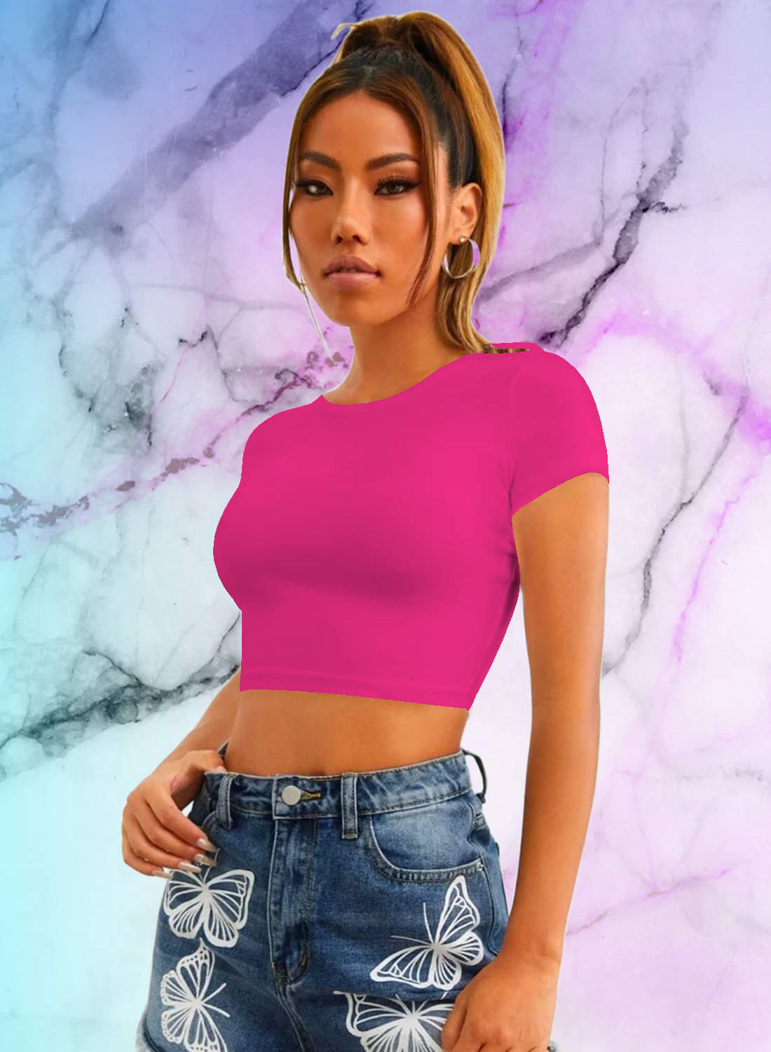     			Dream Beauty Fashion Women's Polyester Crop Top ( Pink )