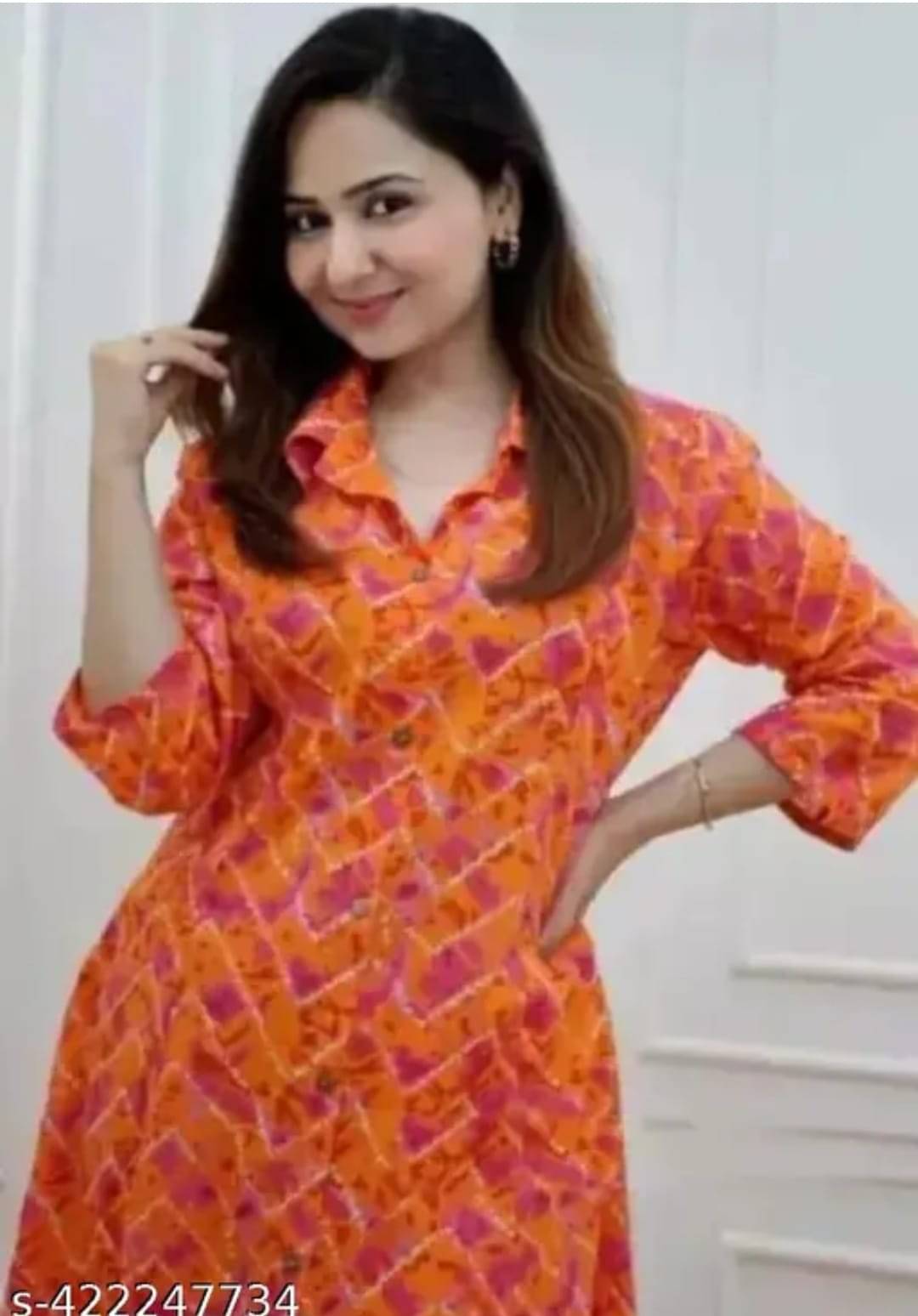     			Fargin Pack of 2 Rayon Dyed A-line Women's Kurti - ( Orange )