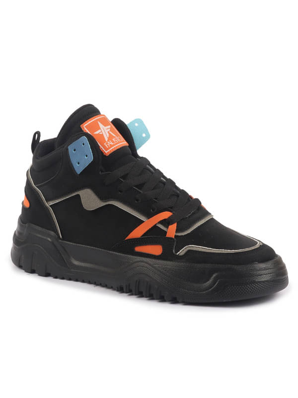     			Fausto Colorblocked High Top Lace Up Sneakers Black Men's Sneakers