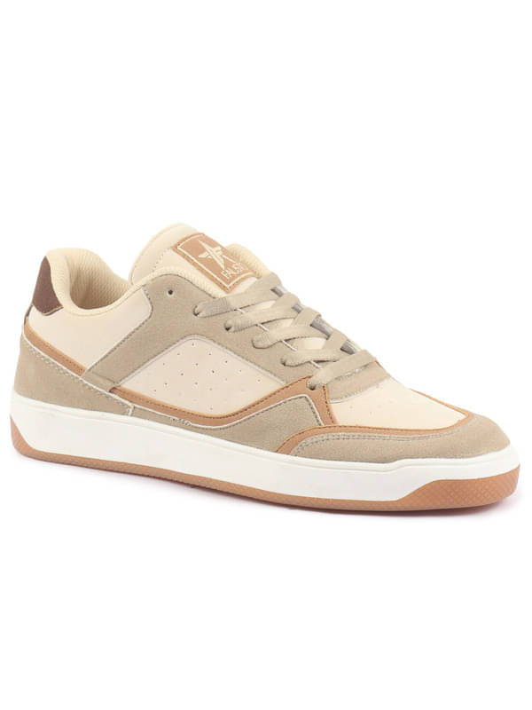     			Fausto Colorblocked Low Ankle Lace Up Sneakers Beige Men's Sneakers
