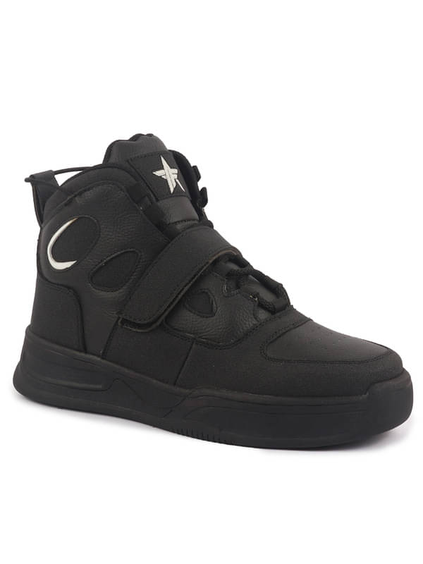     			Fausto High Ankle Casual Lace Up Sneakers Black Men's Sneakers