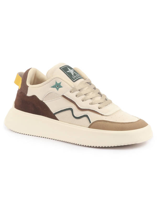     			Fausto Low Top Lightweight Classic Lace-Up Sneaker Shoes Beige Men's Sneakers