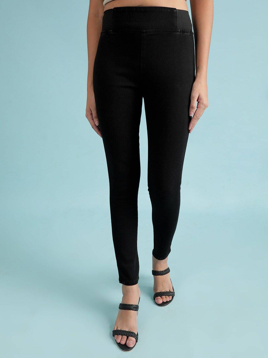     			Freehand - Cotton Blend Skinny Fit Black Women's Jeggings ( Pack of 1 )