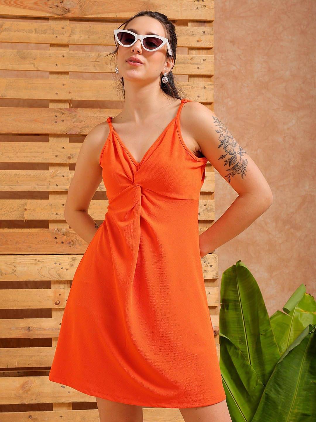     			Freehand Women Elastane Solid Maxi ( Orange )