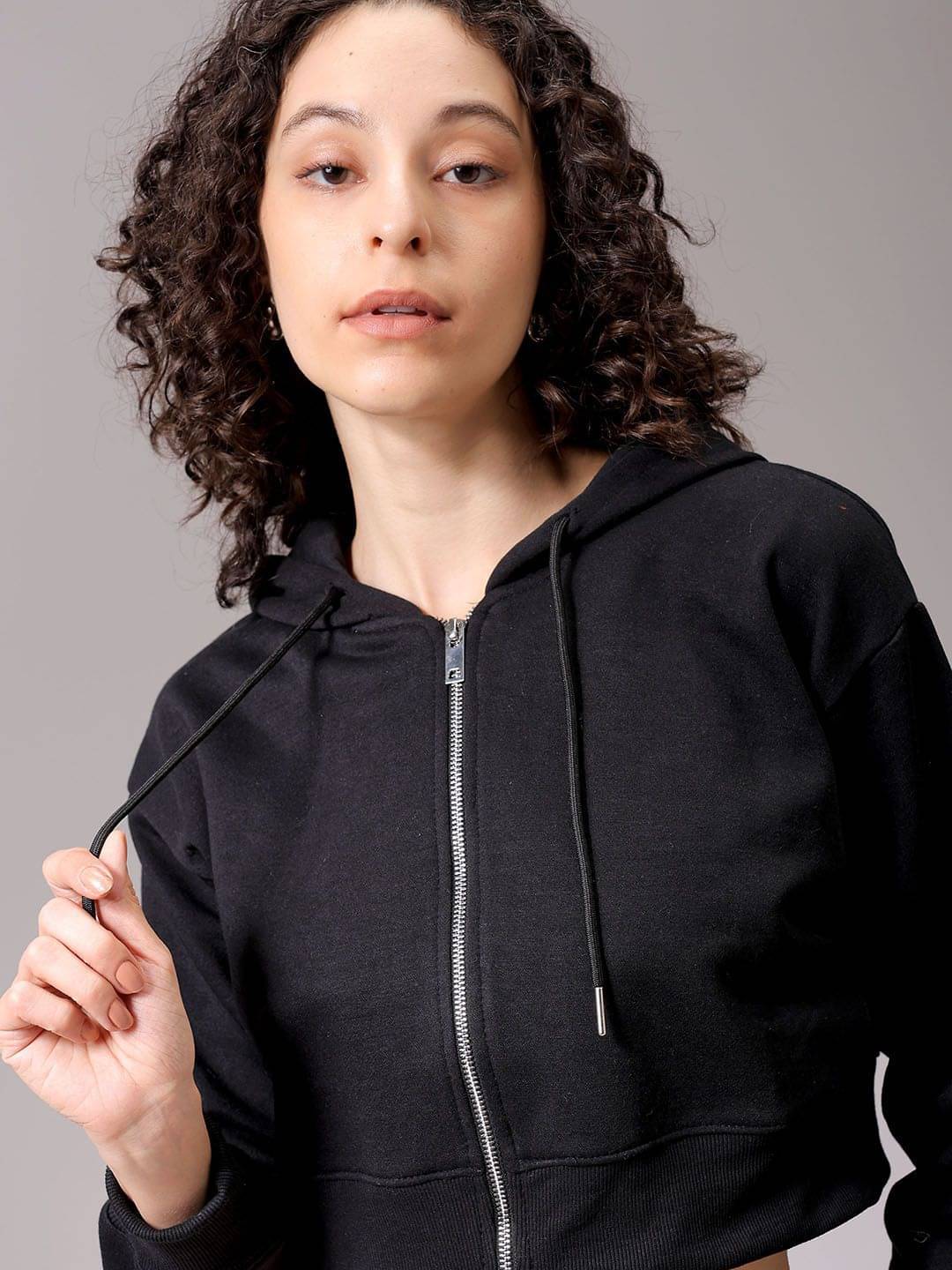 Freehand Women Cotton Blend Hooded Sweatshirt For ( Black ) Freehand Women Cotton Blend Hooded Sweatshirt For ( Black )