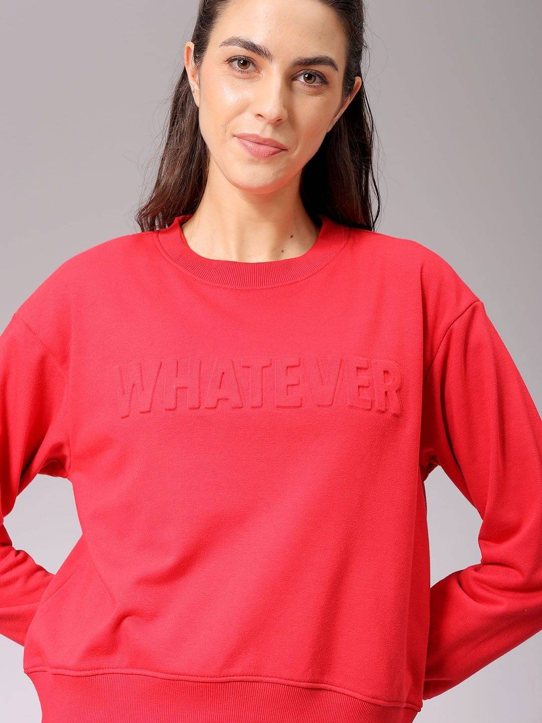     			Freehand Poly Cotton Women's Non Hooded Sweatshirt ( Red )