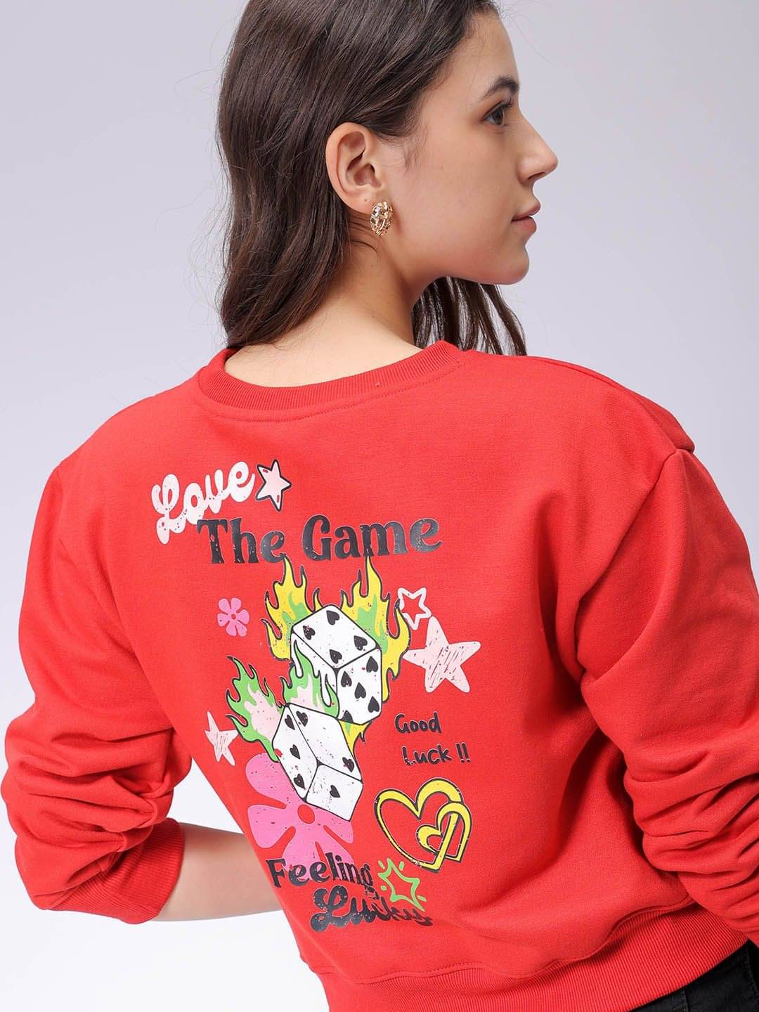     			Freehand Poly Cotton Women's Non Hooded Sweatshirt ( Red )