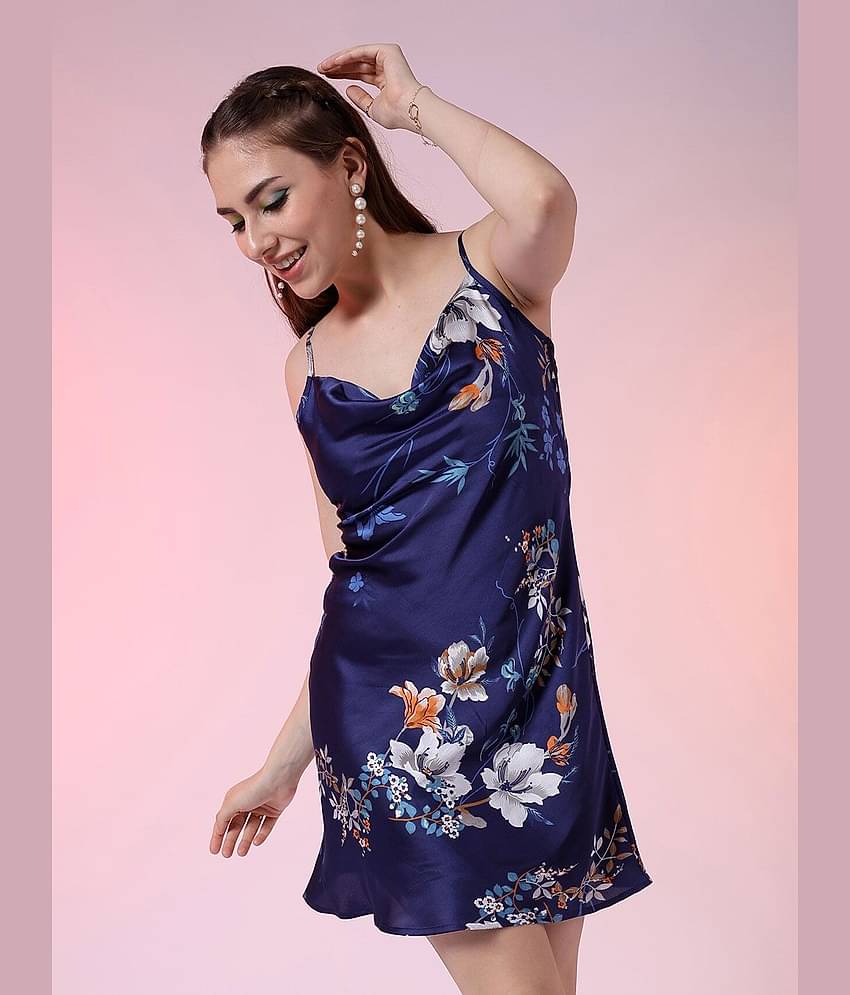 Freehand Women Polyester Printed Maxi ( Blue )